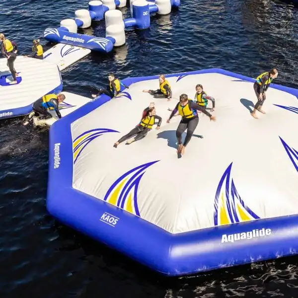 11. Experience the excitement of a gigantic bouncing dome—fun for all ages! Work together to bounce Dad off the side or risk getting blasted yourself! It's trampoline fun with a twist. Kaos West Lake Aqua Park
