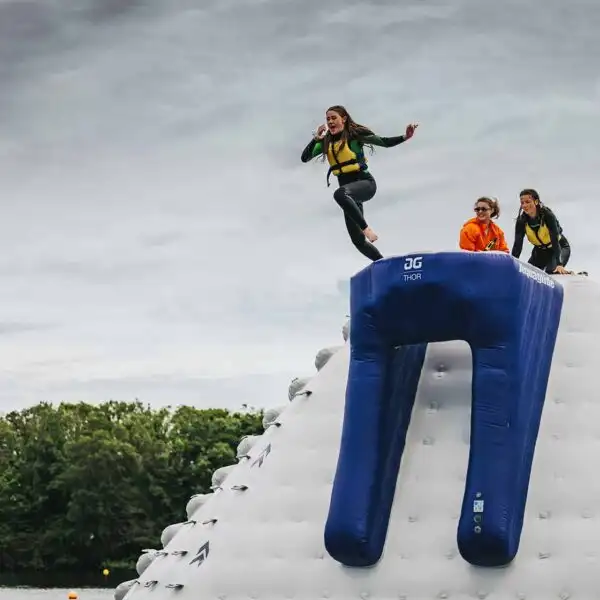2. Thor, the main event! This towering spectacle has Two high-velocity drop slides or just launch yourself from the giant jumping platform into the waters below. West Lake Aqua Park