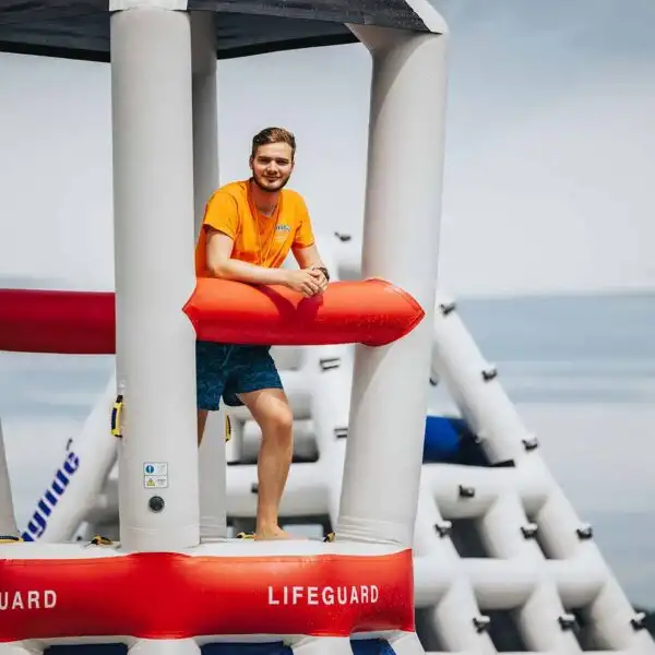 7. Lifeguard Tower, Our Lifeguard stands ready, keeping a watchful eye ensuring everyone is having a great time safely! West Lake Aqua Park